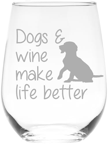 C M Basset Hound Dog Themed Stemless Wine Glass 17 oz. - 1 Piece - Basset Hound Gift for Men and Women (Style B2)