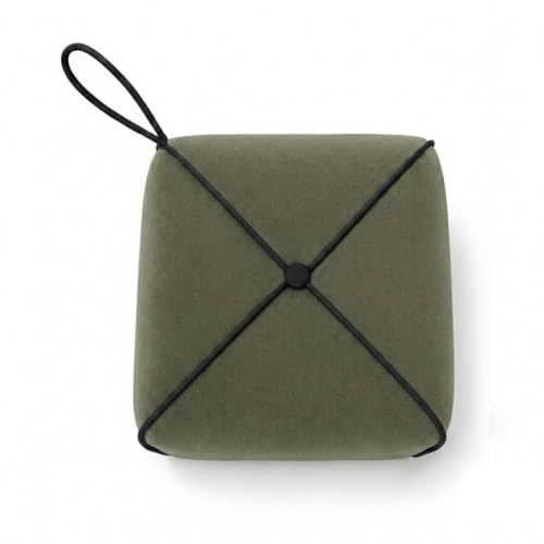 Image of CASASTYLE Signature Velure Suri Accent Pouf | Boston Fabric | 40D High-Density Foam | (Sage Olive Green) | Footrest, Vanity Ottoman & Accent Seat for Home, Office & Hotel