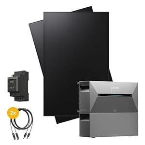 Kleines Kraftwerk 960W Balkonkraftwerk ohne Halterung (bifazial) inkl. Anker Solarbank 2 + Zusatzbatterie | Solaranlage mit Speicher 800W komplett Steckdose | Balkon Kraftwerk Komplettset|2x 480Wp