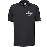 Shirt-Panda Herren Polo Shirt mit Wunschtext Wunschname · Linke Brust und oder Rücken Druck Men Personalisiert Personalisierbar Sprüche Hemd Anpassen Wunsch Schwarz XL