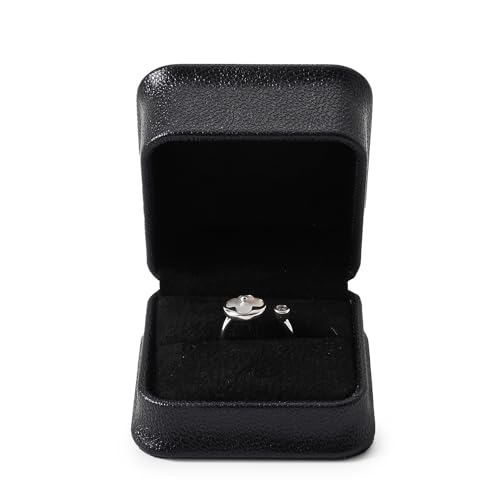 Boîte de fiançailles en cuir noir pour shooting photo mariage élégant