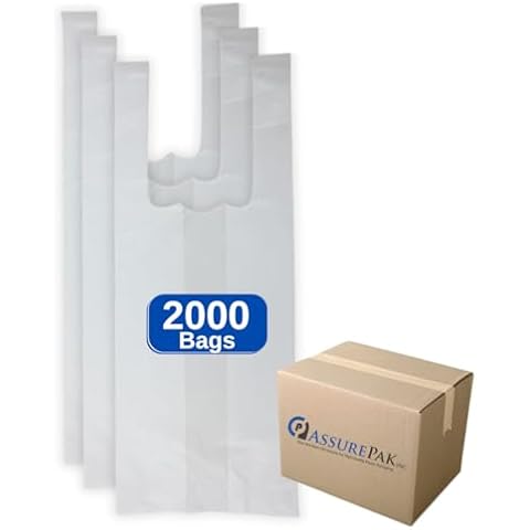 White Unprinted HDPE T-Shirt Bags - 4"x3"x10" - 2000 Bags - 12 microns - White Cover