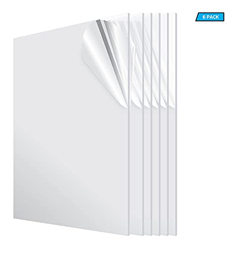 Image of Acrylic Plexiglass Sheet 1 /8 inch Thickness Clear Pack of 6 Pieces (1 /8 inchX12 inchX12 inch (6 Pack))
