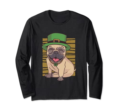 Funny St Patricks Day Pug Dog Lover Gift Manga Larga