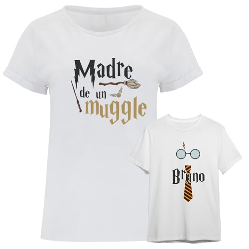 Evyre | Regalos Dia de la Madre | Camisetas Personalizadas Mujer + Body Bebe Personalizado o Camiseta Niña/Niño | Regalo Madre e Hija o Hijo | Body Harry Bebe | Dobby, Potter, Hermione
