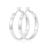 Senteria 5MM Silver Hoop Earrings for Women Hypoallergenic 925 Sterling Silver Hoop Earrings Hypoallergenic Earring for Sensitive Ears Women 40mm
