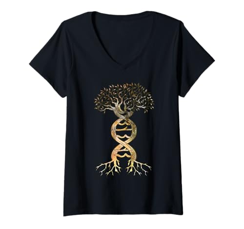 Femme Arbre de vie ADN Genetics Biology Science Environment Lover T-Shirt avec Col en V