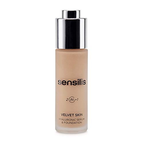 Sensilis Velvet Skin - Base de maquillaje de larga duración con ácido hialurónico - Clean Beauty - Tono 03 Miel