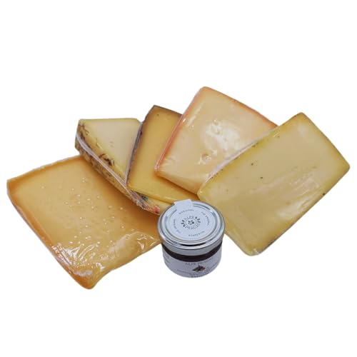 BAVAREGOLA Südtiroler Käse Probierset - 5 Käsevariationen & Feigensenf in einem Set - Käse Spezialitäten von Viktor Kofler/Lana