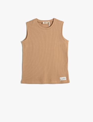 Koton Basic Tank Top Crew Neck Ribbed Cotton Camisa, Brown(547), 6-7 años para Niños