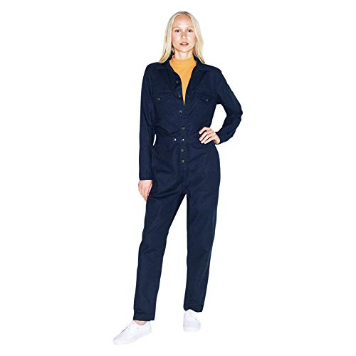 American Apparel Women's Long Sleeve Twill Coverall, Navy, Small