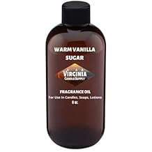 Virginia Candle Supply Warm Vanilla Sugar Fragrance Oil 8 oz Bottle for Candle Making, Soap Making, Room Sprays, Lotions, Car Fresheners, Slime, Bath Bombs, Warmers