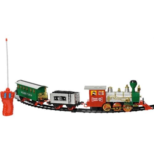 Image of Remote Control Train Set with 345 CM Tracks (14 Pcs) | Battery Operated Classic Toy Train with Light & Sound | Electric RC Engine Train Set for Kids Boys Girls Gift No Smoke