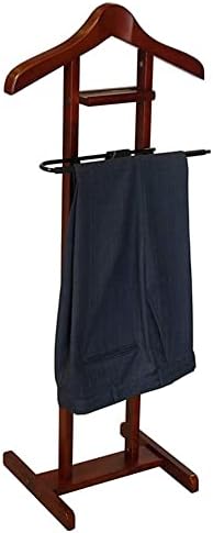 Modern Walnut Valet Suit Stand - Stylish Wardrobe nizer with Contour Hanger Trouser Bar & Shoe Rack - Perfect Garment Rack for Elegant Clothing Storage,258899