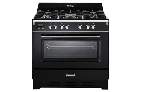 De Longhi MEM 965 NN Cuisinière à gaz 5 feux avec four électrique ventilé Noir 90 x 60 cm
