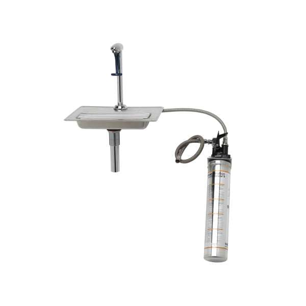 T&S Brass B-1230-WFK Water Station with 8" Pedestal Type Glass Filler, Drip Pan, Drain and Water Filtration Kit