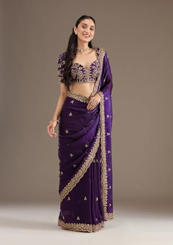 Image of Premium Butti work Saree with Heavy Embroidery & Sequin Work | Wedding Party Festive Designer Saree with Unstitched Embroidered Blouse Piece for Women