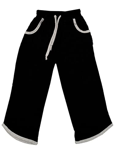 Image of IndiWeaves Kids Pure Cotton Solid Capri for Boys and Girls - Regular Fit [Pack of 2] Grey, Black