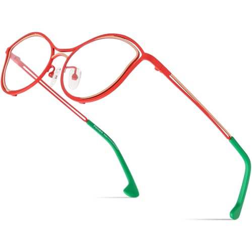 Image of FONEX Colorful Pure Titanium Glasses Frame Women Retro Round Eyeglasses