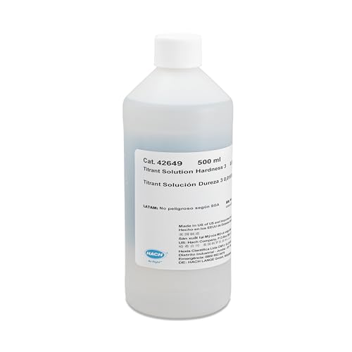 Hach Hardness 3 Solution, EDTA Titrant for Hardness Determination by Drop-Count Titration, 0.03 N (0.015 M), 500 mL Bottle, Industrial Wastewater and Municipal Water, 42649