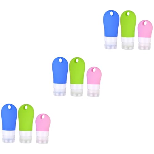 FRCOLOR 9 flaconi per mini bottiglie per toilette, contenitore per lozione, contenitore per asciugacapelli, bottiglia da viaggio, dispenser cosmetico, bottiglia per shampoo, portachiavi da viaggio