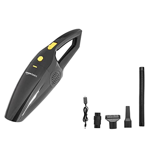 amazon basics Cordless Handheld Car Vacuum Cleaner with 3000Pa Powerful Suction for Deep Cleaning (Wet and Dry), HEPA Filter, 350 Milliliter, Black