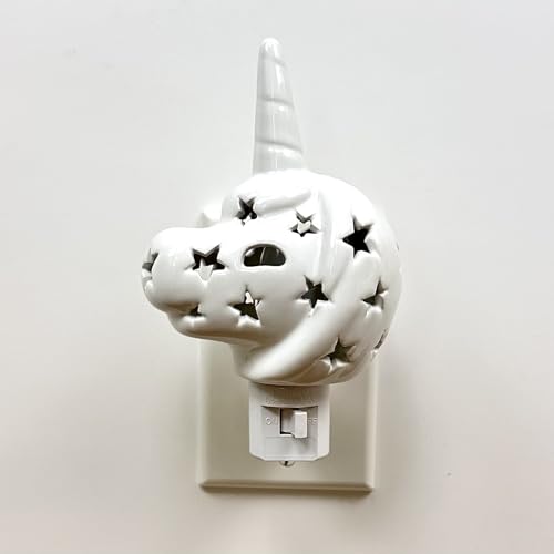 Lilys Lights Handmade LED Ceramic Night Light (White Unicorn)