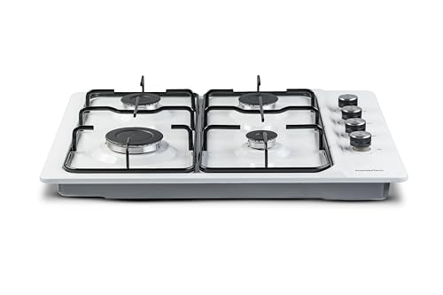 Premiertech Piano Cottura A Gas, 4 Fuochi, 60Cm, Smaltato Bianco, Da Incasso 56X48Cm, Acciaio Inox, Predisposto Metano E Kit Ugelli Gpl Inclusi, P460WH - 2