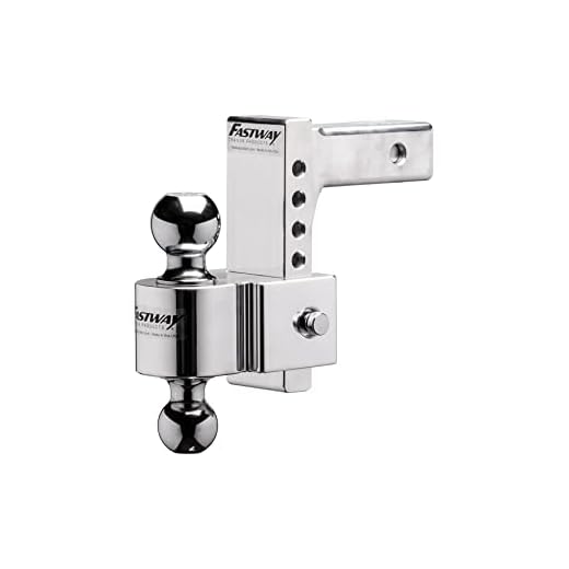 Fastway Flash 42-00-2600 E Series Adjustable Aluminum Ball Mount with 6 Inch Drop, 2 Inch Shank, and Chrome Plated Balls