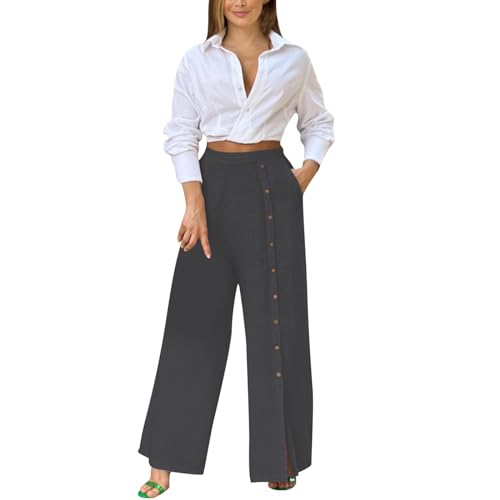 Pantalones deportivos de lino para mujer, con cordón, cómodos, holgados, cintura elástica, para montar en bicicleta pública, con bolsillos, cómodos, Negro, M