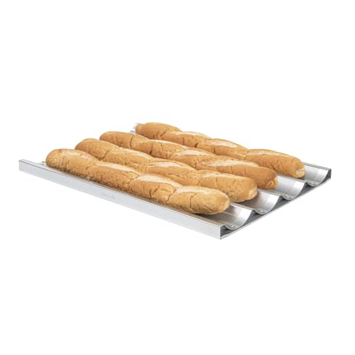 Restaurantware Baguette Pan 6 Pack of 25.9 x 17.9 x 1.1 Inches 4-Loaf Compartments Aluminum Artisan Bread Baking Tray Perforated Metal Loaf Baking Tray Silver by Restaurantware - Used condition - Image 9