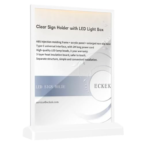 Tableau de menu LED A4 transparent avec boîte à lumière et présentoir de table couleur