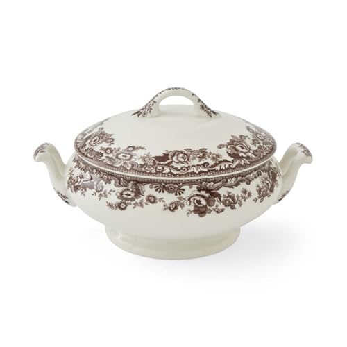 Spode Delamere Covered Vegetable Dish - White & Brown