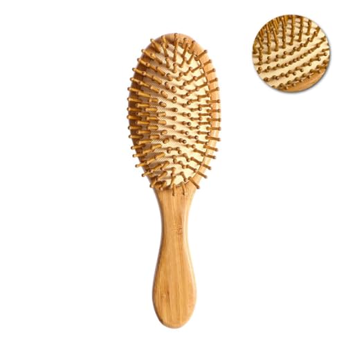 Image of inchBamboo Paddle Hair Brush - Natural Wood Comb for Hair Loss & Scalp Massage, Anti-Static Detangler Hairbrush for Men & Women, Healthy Hair Care & Styling Tool inch