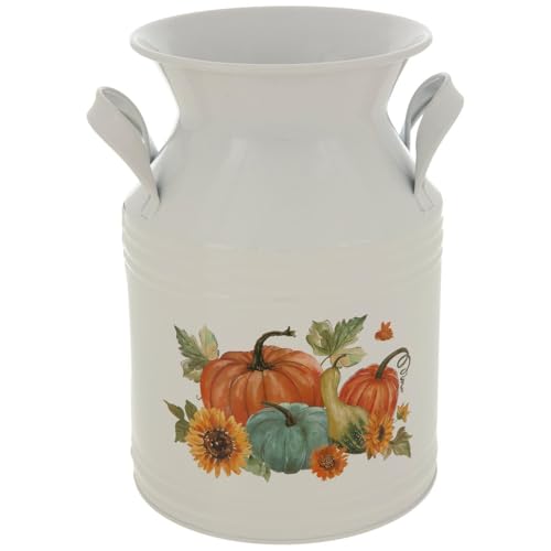 Hobby Lobby Fall Harvest Metal Milk Can, Decorative Pumpkin Design,