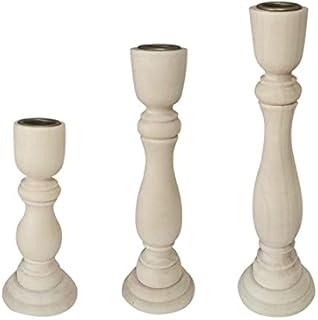Wooden Candle Holders Set of 3,Unfinished Wood Candlesticks Holders for Taper Candle,Table Centerpieces for Rustic Wedding Party Birthday Home Decoration