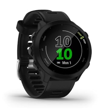 Relógio Forerunner 55, smartwatch de corrida GPS com exercícios diários sugeridos, até 2 semanas de vida útil da bateria, tamanho 42mm, cor preto