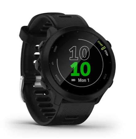 Relógio Forerunner 55, Gps e Mapas, 42mm, Longa Bateria, Treinos Personalizados, Original com Nfe e garantia - Preto Black