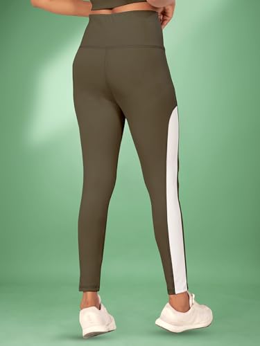 Image of Women's Polyester Blend Yoga Pants with High Rise Waist Stretch Fit Design Side Patti Slim Fit Style and Standard Length | Workout Track Pants | Joggers for GymRunning | Sports Top