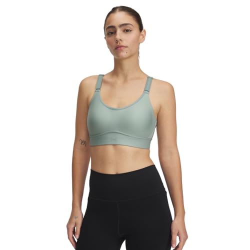 Under Armour Women's Infinity Mid Impact Sports Bra, (348) Silica Green / / Silica Green, (Small) A/C