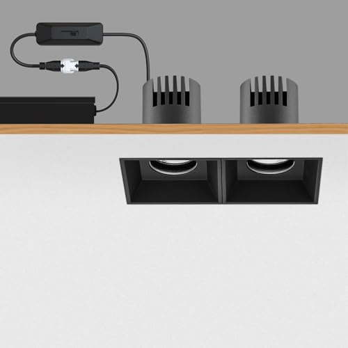 SCON 24W LED Recessed Trimless Dimmable Square Spotlight,Rotation and Adjustable Downlight,3000K/4000K/5000K Switchable Canless Recessed Light,with UL Certified Driver.(Black/24°/CRI97/TRAIC/0-10V)