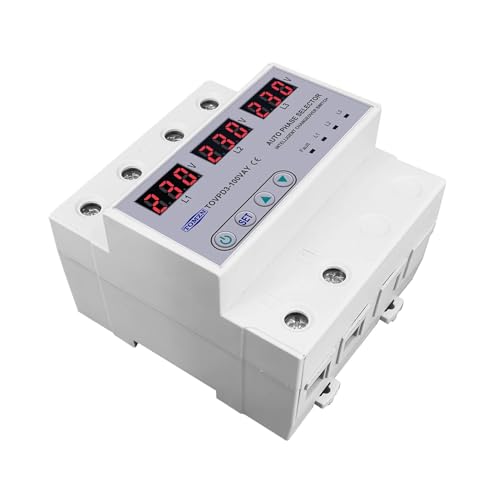 Voltímetro selector de fase riel DIN trifásico 100A monitor protector relés de tensión ajustable