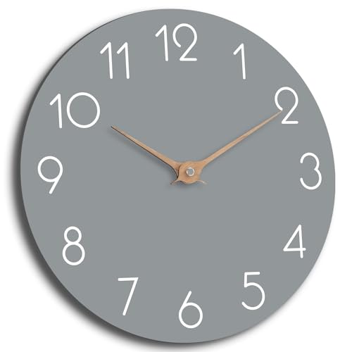 cicininc 12 Inch Wall Clock - Grey Wall Clocks Battery Operated - Modern Silent Wall Clocks Non-Ticking - Decorative Clock for Bedroom Kitchen Bathroom Office Living Room (12\" Gray)