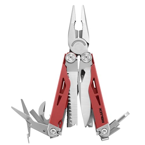 Image of Multitool, 21-in-1 Multi Tool Pliers with Safety Locking and Spring-Action Scissors, Heavy-duty Stainless Steel Multi-tool Set with Nylon Sheath for Work, Home, Garden, DIY & Auto, Brick Red