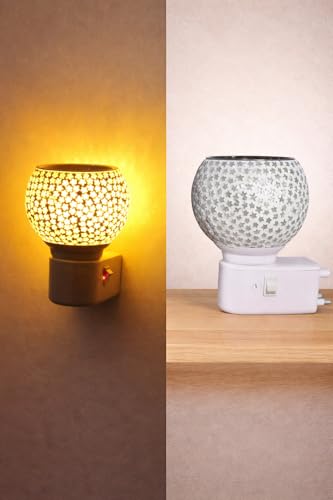 Image of Mother's Essence Ceramic Electric Wax Melt Diffuser | 2-in-1 Bedside Lamp & Aroma Burner | Plug-in Night Lamp for Bedroom & Pooja Room (Ocean Breeze)