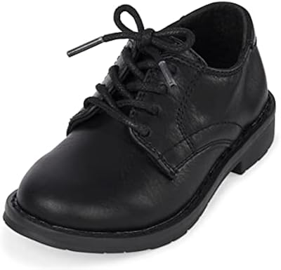 The Children's Place Toddler Boys Dress Shoes – Black Lace‑Up Dress Shoes, Size 9