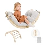 MAMOI® Kletterbogen mit Kissen, Kissen für Regenbogenwippe aus Holz, Kletterdreieck, Baby Klettern, Holzbogen für Kinder, Spielplatz, Klettergerüst Indoor