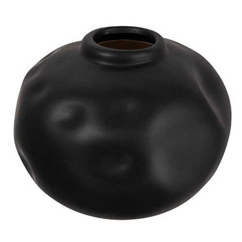 Creative Co-Op Pinched Organic Shape Terracotta Vase, Matte Black