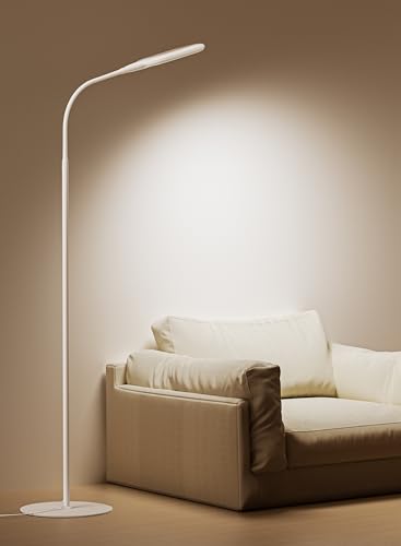 deeloop LED Floor Lamp, CRI 95+ Bright Floor Lamps for Bedroom with 4 Hours Auto Off, Stepless Dimming & 3000K-6000K Colors Standing Lamp for Living Room with 360° Gooseneck Reading Lamp for Office
