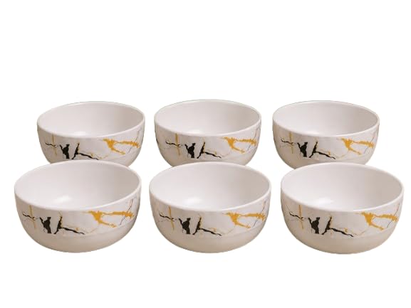 Image of Ariya 4.5 Inch Melamine Greek Bowls Black Gold Harmony Collection Set of 6